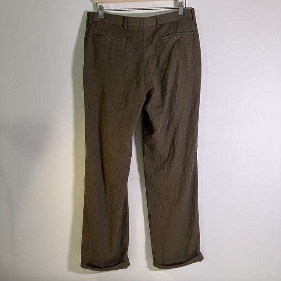 Joseph Abboud Pants Mens 33R Brown Wool American Soft Nordstrom Made USA Dress - Picture 2 of 16